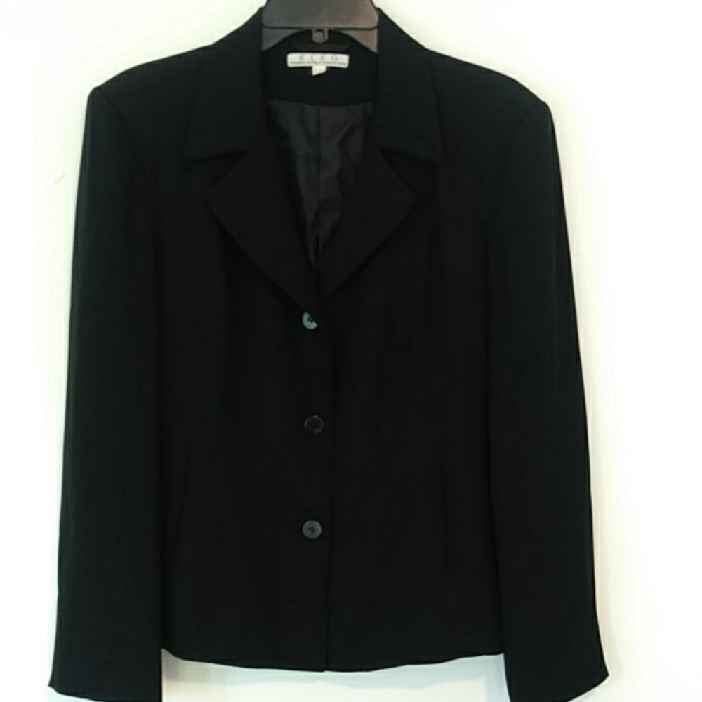 ECEG Womens Black Blazer Button Front Blazer